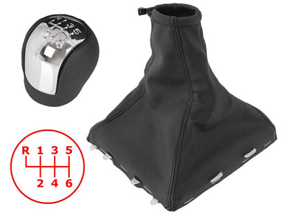 @@@@@ Opel Vectra C 02-08 gear knob 6 SPEED ECO LEATHER + CHROME + gear gaiter + WHITE frame 2 pcs. SET
