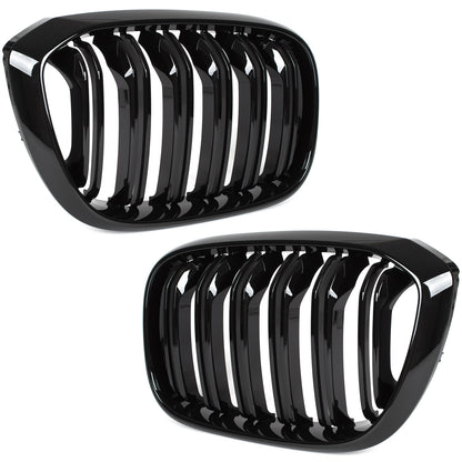 BMW X4 G02 2018- grilles (kidneys) left + right set BLACK GLOSSY DOUBLE BAR