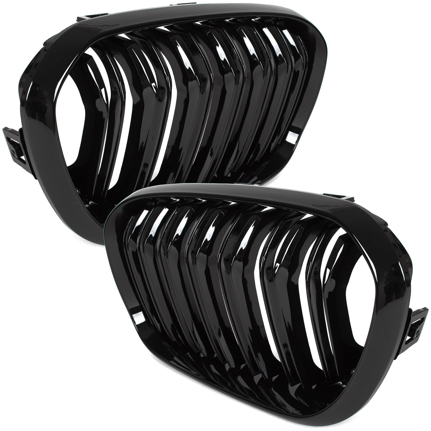 BMW 1 F21 15-18 grilles between headlights (kidneys) left + right set BLACK GLOSSY DOUBLE BAR