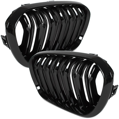 BMW 1 F21 15-18 grilles between headlights (kidneys) left + right set BLACK GLOSSY DOUBLE BAR