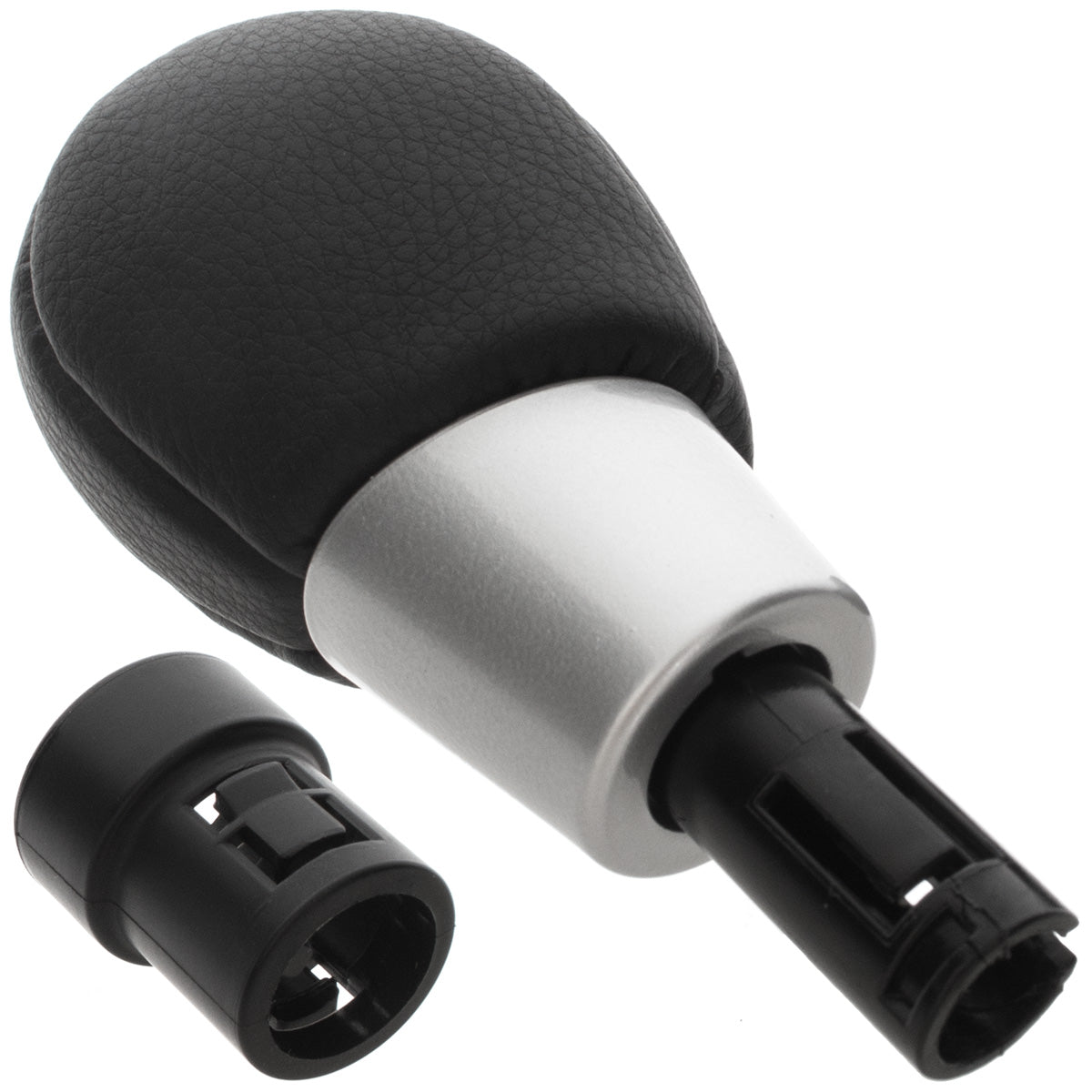 Volvo S80 06-16 gear knob BLACK ECO-LEATHER / SILVER NO SCHEME