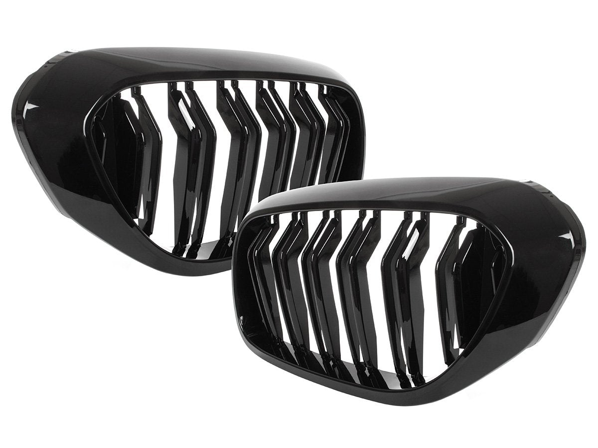 BMW 5 G30 / G31 2017- dummy grilles (kidneys) left + right set BLACK GLOSSY DOUBLE BAR