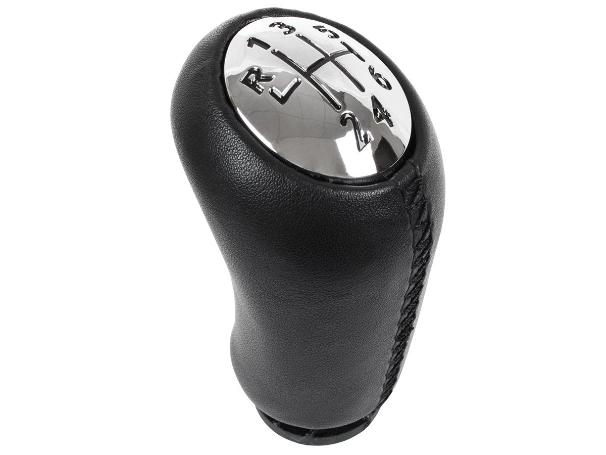 Renault Laguna II 01-07 Gear knob 6-SPEED BLACK LEATHER + CHROME