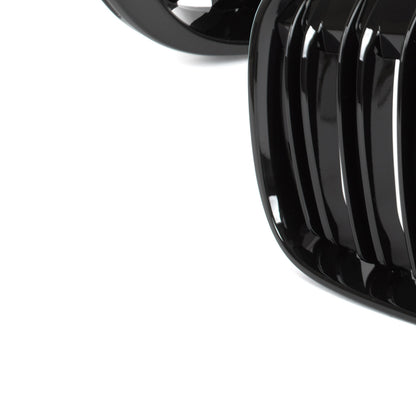 BMW X1 F48 15-19 Grille (Kidneys) Left + Right Set BLACK GLOSSY DOUBLE BAR