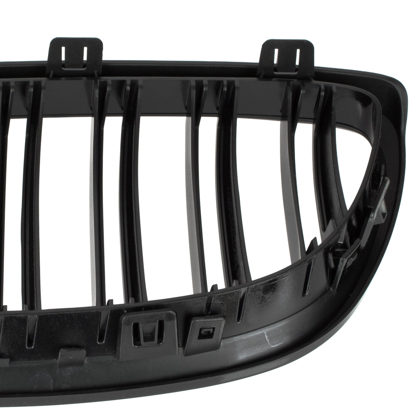 BMW 3 E92 E93 06-10 dummy grilles between headlights (kidneys) left + right set. BLACK GLOSSY DOUBLE BAR