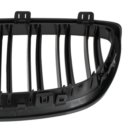 BMW 3 E92 E93 06-10 dummy grilles between headlights (kidneys) left + right set. BLACK GLOSSY DOUBLE BAR