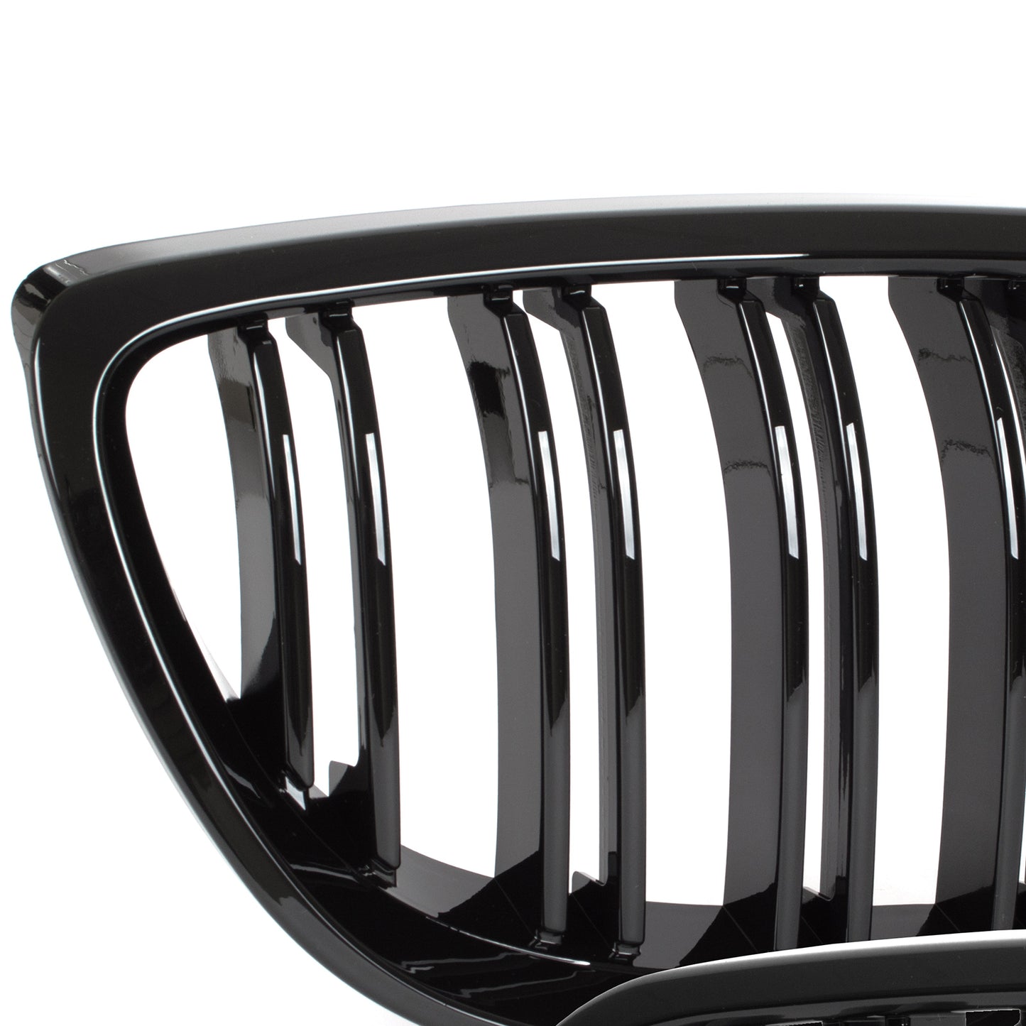 BMW 3 E92 E93 06-10 dummy grilles between headlights (kidneys) left + right set. BLACK GLOSSY DOUBLE BAR