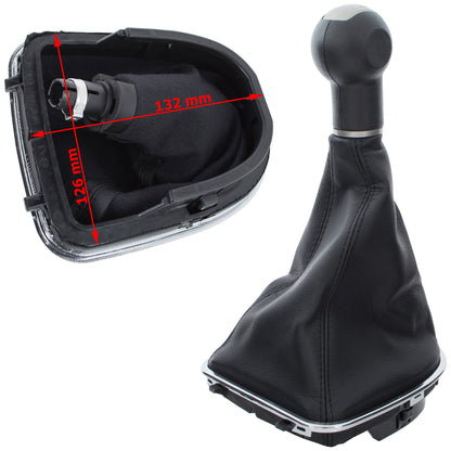Seat Altea 2004 - BLACK-BEIGE gear knob + gaiter with CHROME frame 5 SPEED
