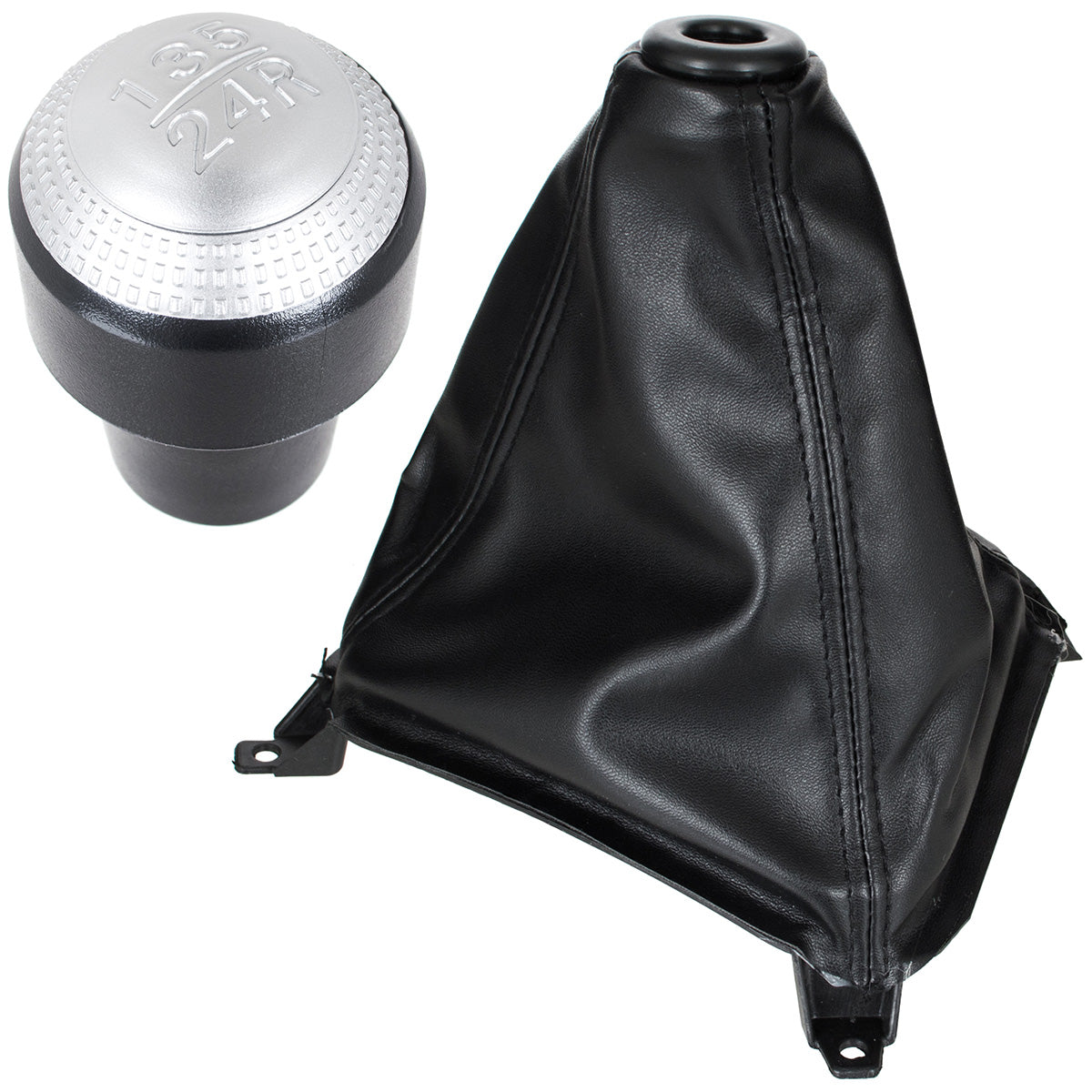 Hyundai Tucson I 04-10 gear knob SILVER + BLACK GAITER with frame 5 SPEED