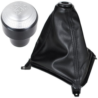 Hyundai Tucson I 04-10 gear knob SILVER + BLACK GAITER with frame 5 SPEED