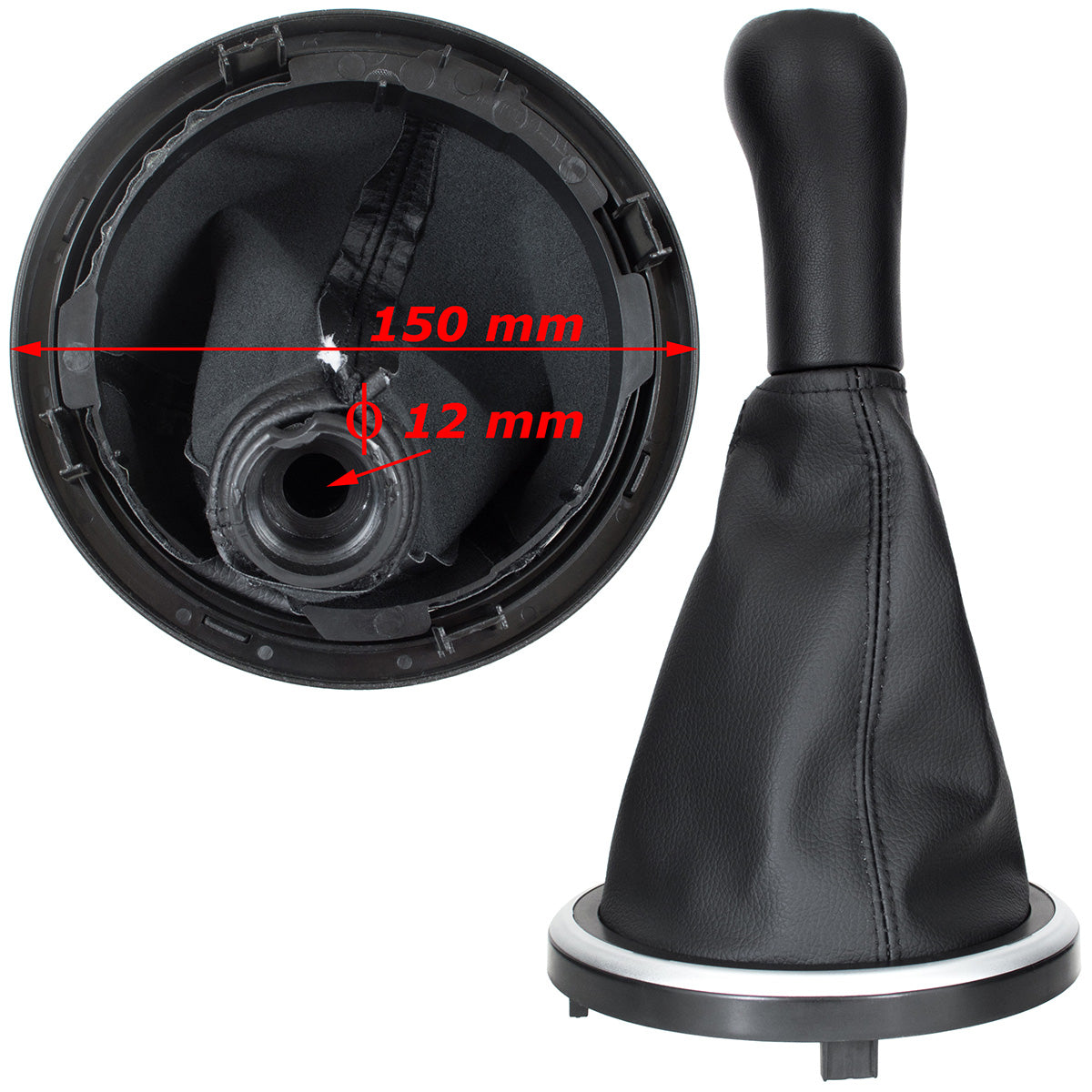 Ford Fiesta V 01-08 gear knob BLACK / SILVER + gaiter with silver frame 5 GEARS