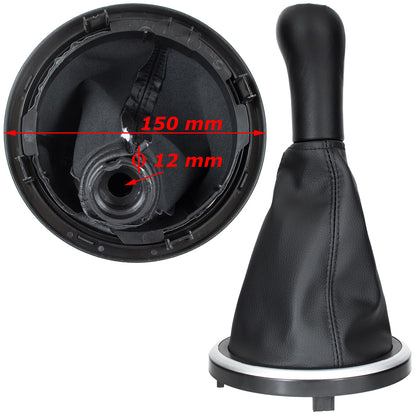 Ford Fiesta V 01-08 gear knob BLACK / SILVER + gaiter with silver frame 5 GEARS