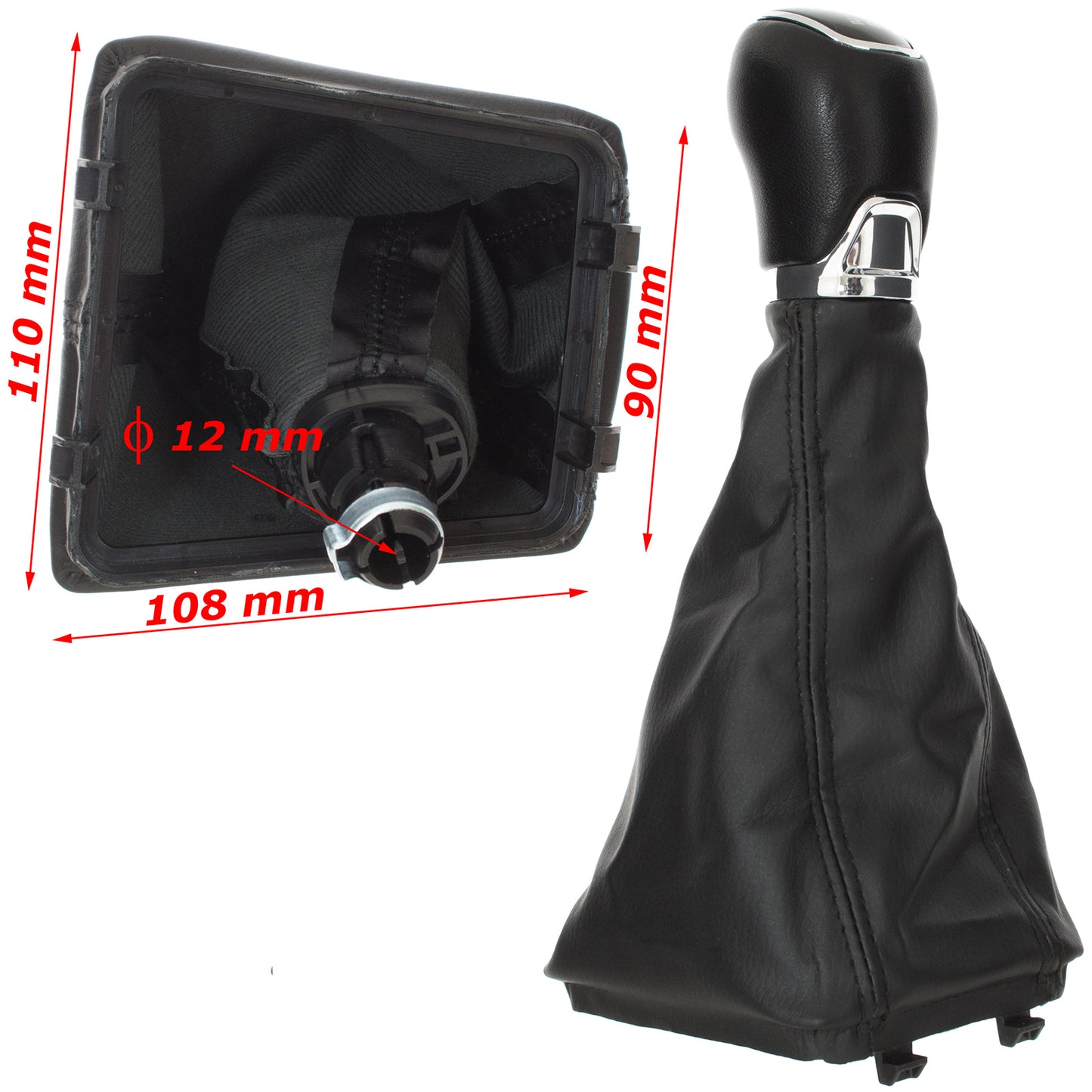 Skoda Octavia III 2012- gear knob + gaiter with frame ECO-LEATHER 5-SPEED