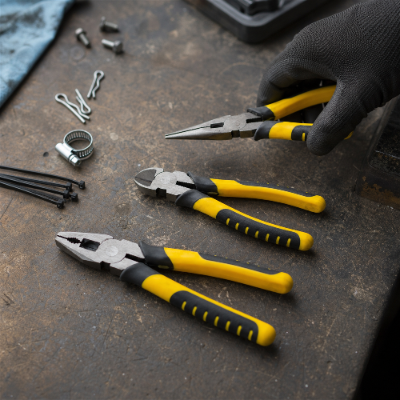 M MODECAR Tool Set Pliers 3PCS - Combination Pliers, Diagonal Cutters, Workshop Pliers 3 pc. SET