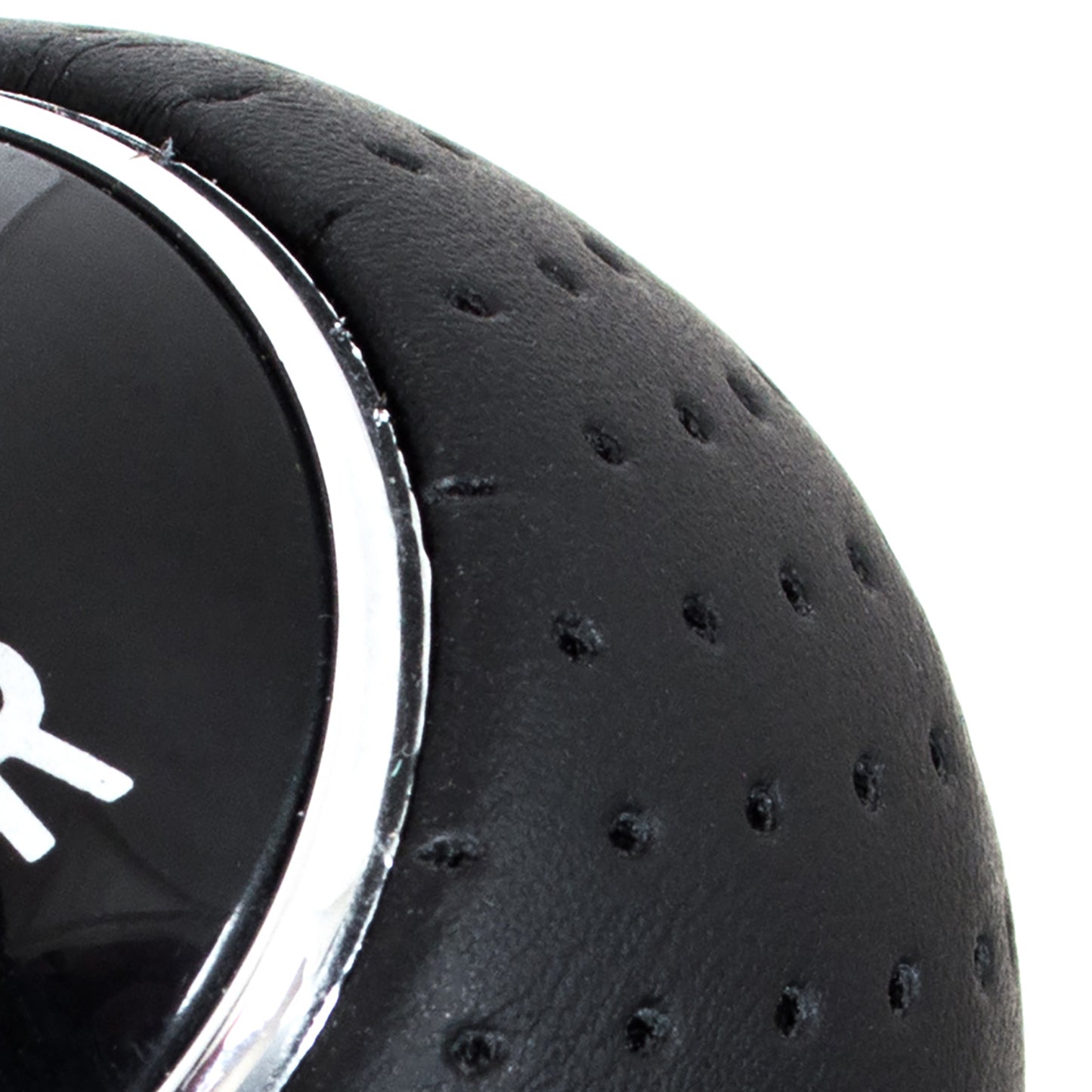 UNIVERSAL gear knob BLACK LEATHER + CHROME 5 GEARS