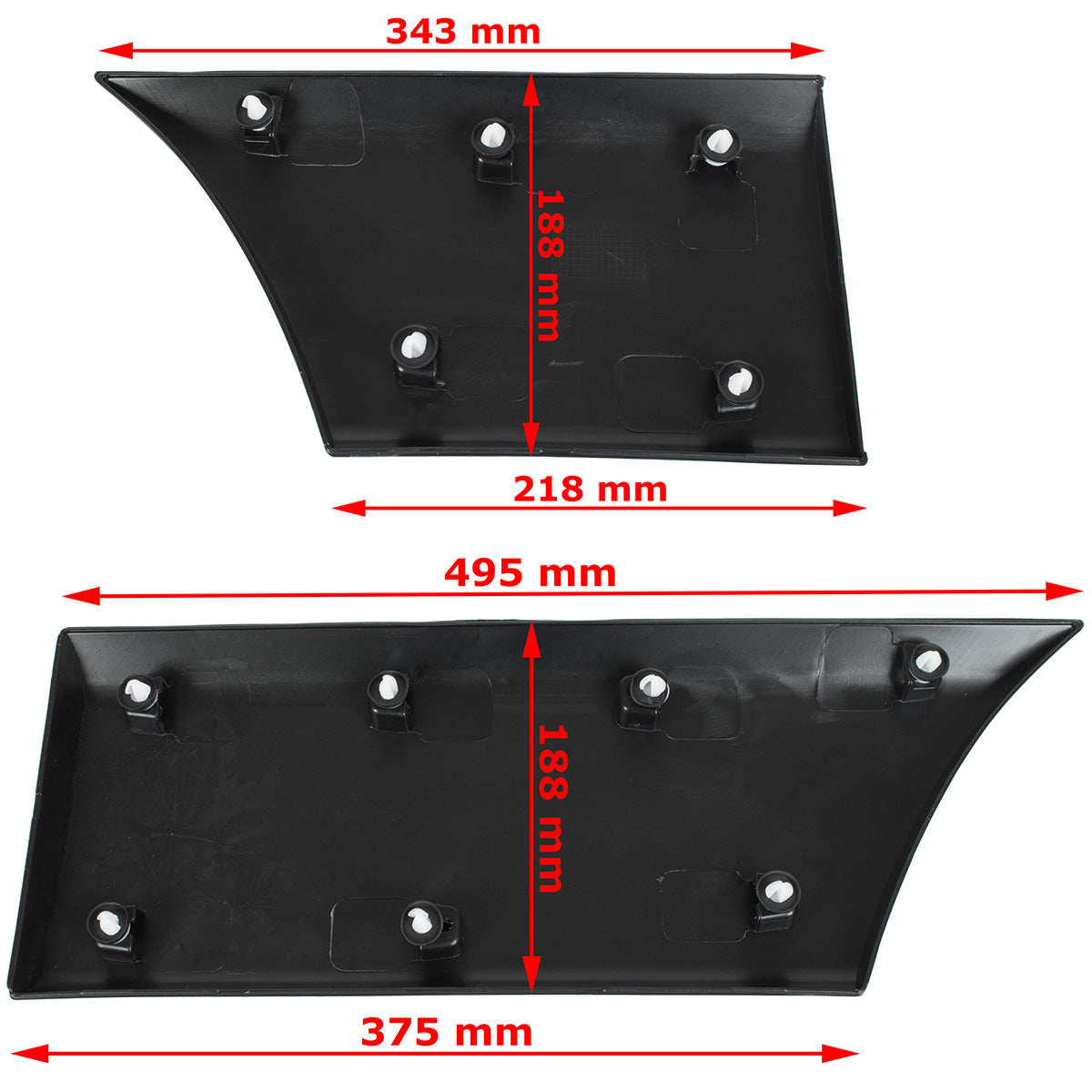 Renault Master III 2010- L2 version side molding BEFORE rear wheel NO HOLE right + side molding AFTER rear wheel NO HOLE right 2 pcs. SET