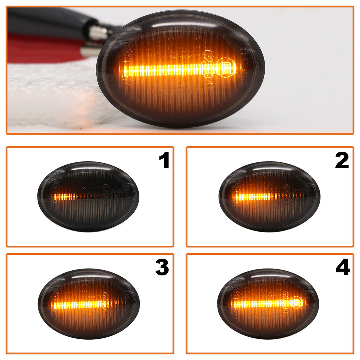 Fiat 500 500C 500L 2007- LED SMOKED DYNAMIC side indicator 2 pcs. SET