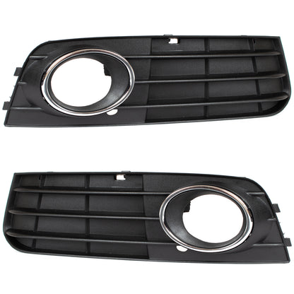 Audi A4 B8 07-11 WITH FOG LIGHTS bumper grille 3 BARS CHROME FRAME left + right set.