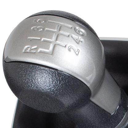 Seat Leon II 2005- BLACK-BEIGE gear knob + gaiter with CHROME frame 6 SPEEDS