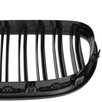 BMW 7 F01 F02 08-11 Grilles between headlights (kidneys) left + right set. BLACK GLOSSY DOUBLE BAR