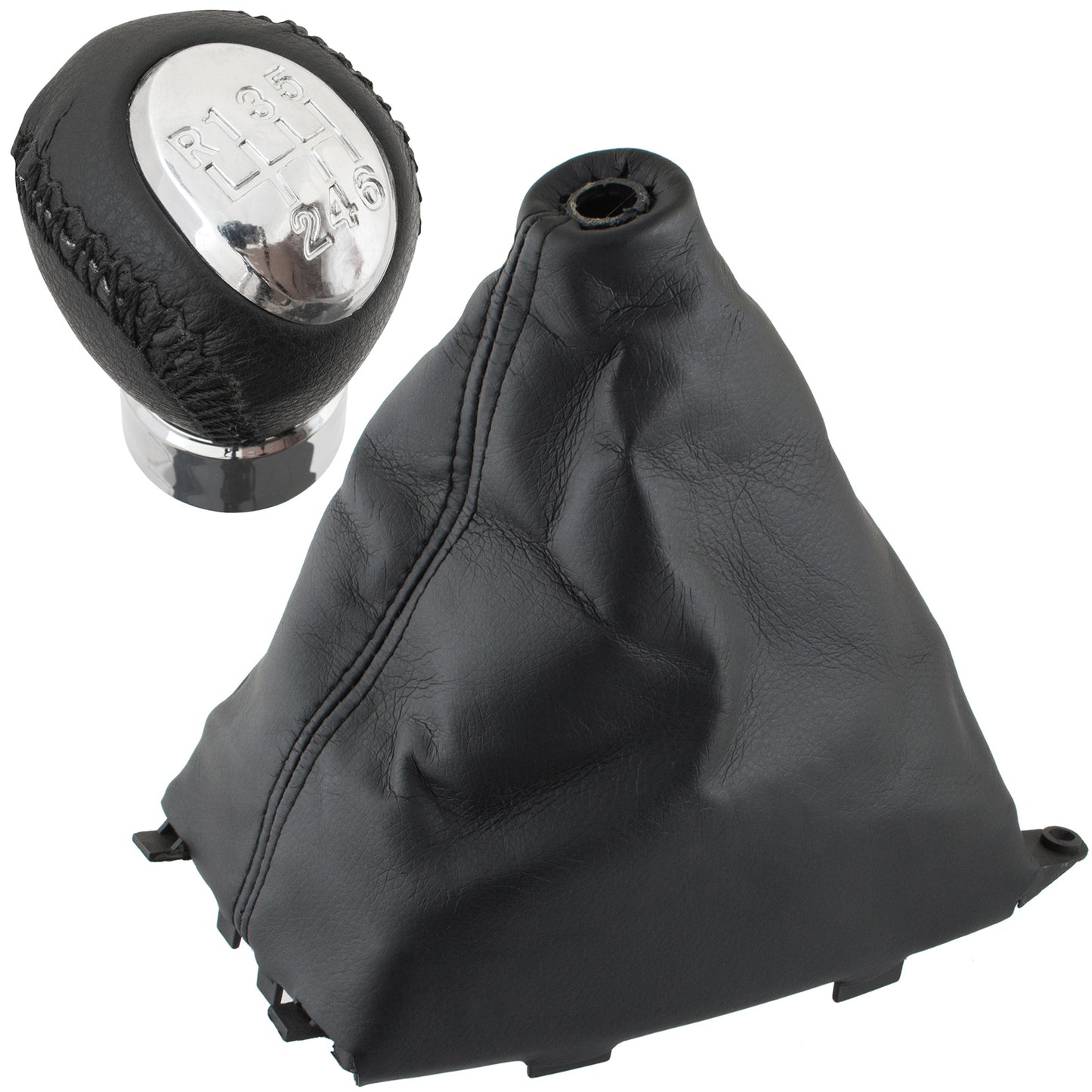 Mazda 6 GG/GY 02-08 gear knob BLACK LEATHER 6-SPEED + gear stick gaiter + frame 2 pcs. SET