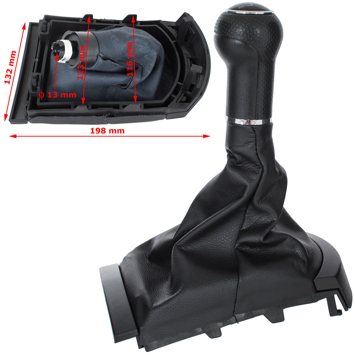 Seat Ibiza III 02-09 gear knob BLACK + gaiter with frame 5 GEARS