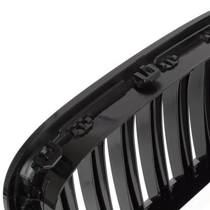 BMW 7 F01 F02 08-11 Grilles between headlights (kidneys) left + right set. BLACK GLOSSY DOUBLE BAR