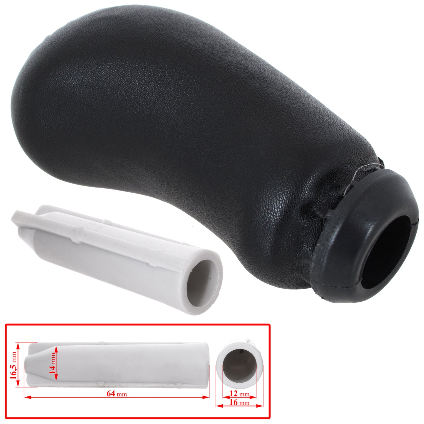 Renault Fluence gałka zmiany biegów 5 BIEGÓW CZARNA SKÓRA + CHROM + adapter / przejściówka dźwigni drążka gałki zmiany biegów 2 szt. KPL