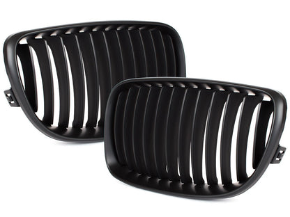 BMW 1 E81 E82 E87 E88 07-11 grilles (kidneys) left + right set BLACK MATTE