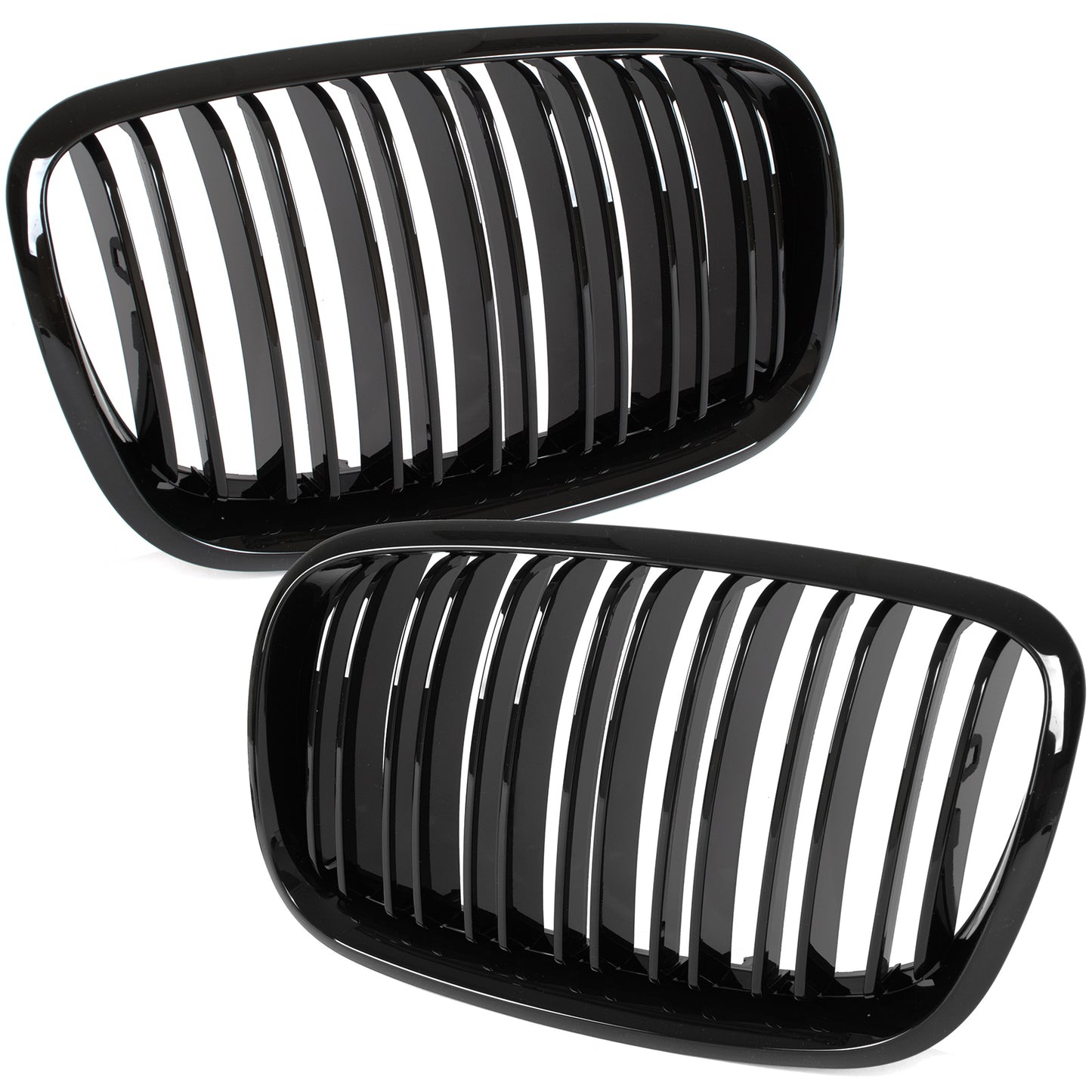 BMW X6 E71 07-14 grilles between headlights (kidneys) left + right set BLACK GLOSSY DOUBLE BAR