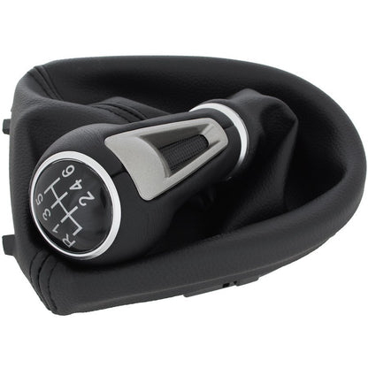 Seat Leon II 05-13 gear knob BLACK ECO-LEATHER + gaiter with frame 6 SPEEDS