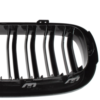 BMW X6 F16 14-19 dummy grilles between headlights (kidneys) left + right set. BLACK GLOSSY DOUBLE BAR