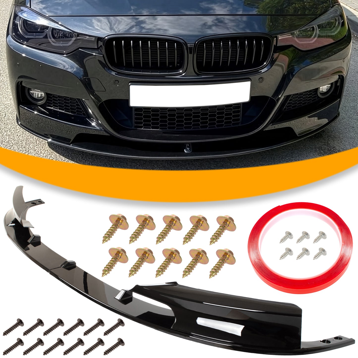 BMW 3 F30 F31 Przednia Dokładka Zderzaka SPOILER M-PAKIET CZARNY POŁYSK