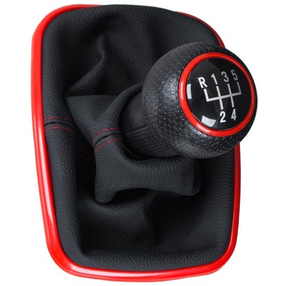 VW Golf IV 97-06 gear knob + GAITER WITH RED FRAME 5 GEARS 23 MM