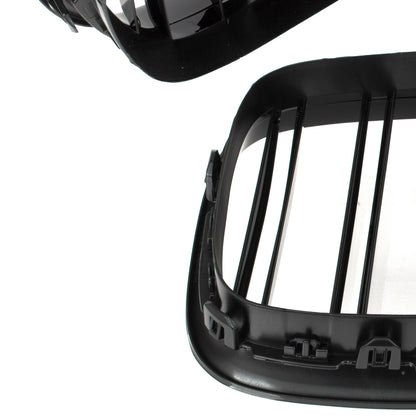 BMW 5 F07 GT 09-17 headlight grilles (kidneys) left + right set BLACK GLOSSY DOUBLE BAR