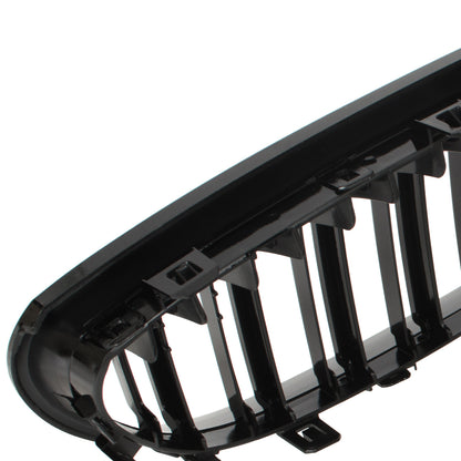 BMW 5 E60 / E61 03-10 grilles between headlights (kidneys) left + right set. BLACK GLOSSY DOUBLE BAR CURVED RIBS