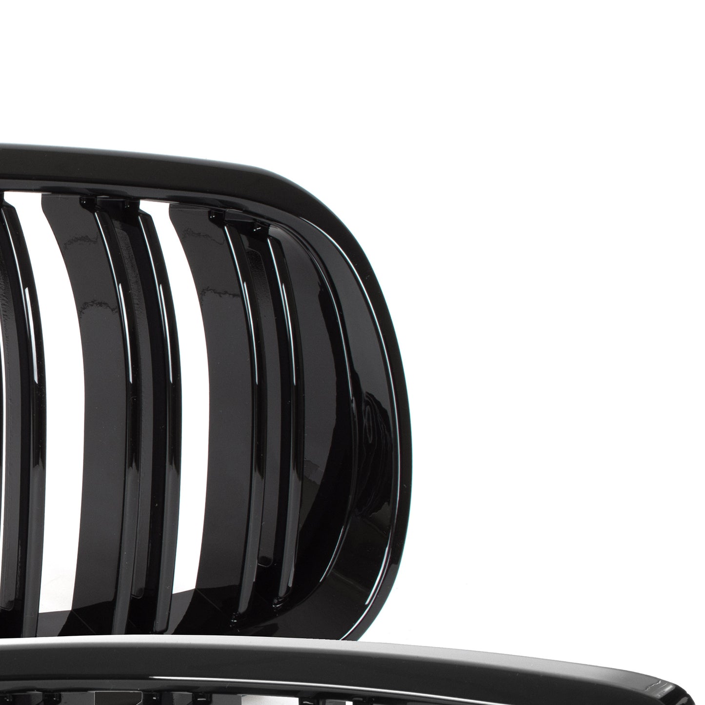 BMW 3 E92 E93 06-10 dummy grilles between headlights (kidneys) left + right set. BLACK GLOSSY DOUBLE BAR