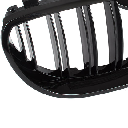 BMW 5 E60 / E61 03-10 grilles between headlights (kidneys) left + right set BLACK GLOSSY DOUBLE BAR