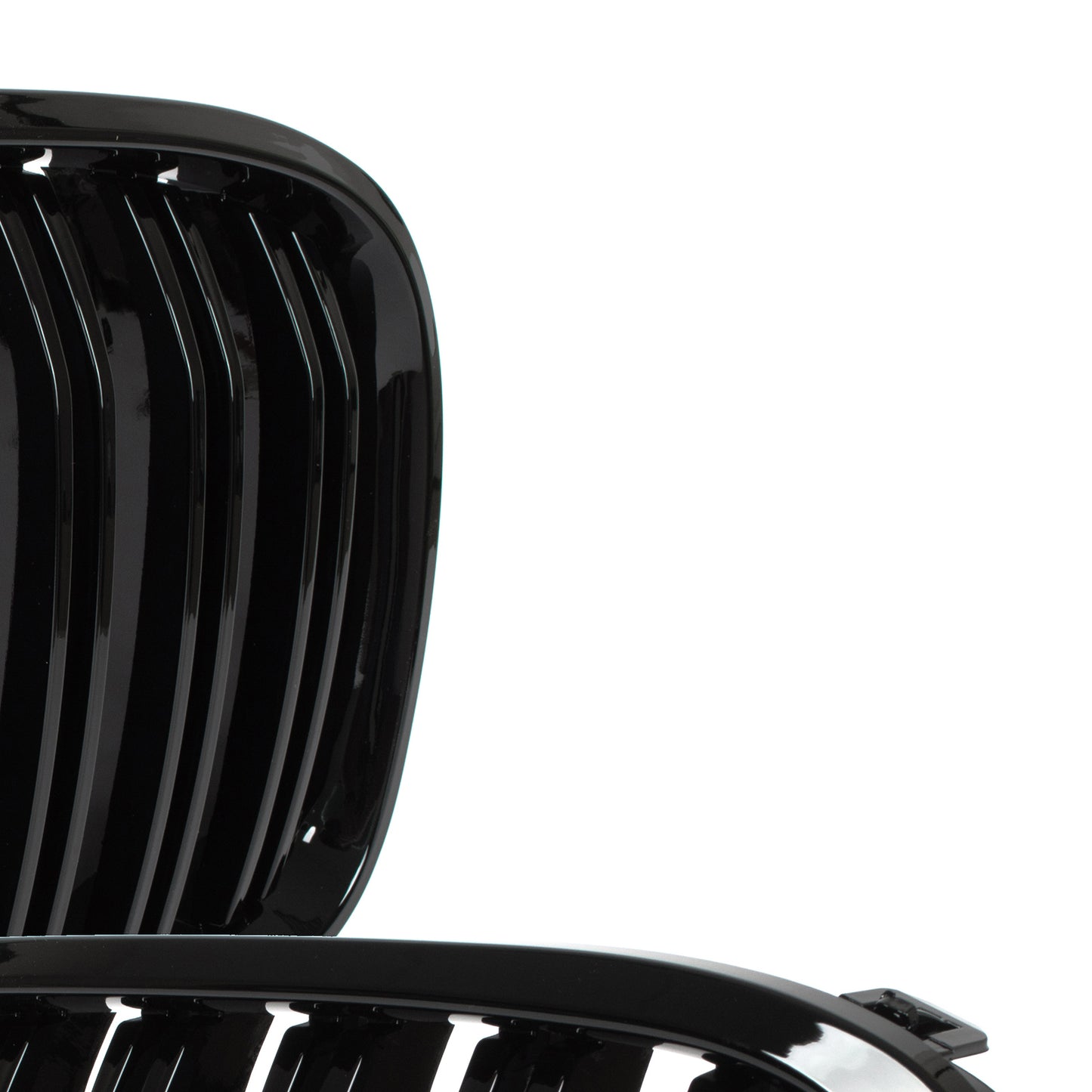 BMW 7 F01 F02 08-11 Grilles between headlights (kidneys) left + right set. BLACK GLOSSY DOUBLE BAR