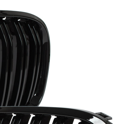 BMW 7 F01 F02 08-11 Grilles between headlights (kidneys) left + right set. BLACK GLOSSY DOUBLE BAR