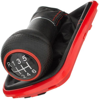 VW Golf IV 97-06 gear knob + GAITER WITH RED FRAME 6 GEARS 23 MM