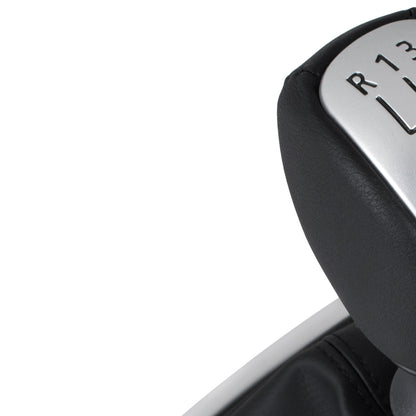 Renault Laguna III 07-15 gear knob BLACK / SILVER + BLACK GAITER WITH SILVER FRAME 6 SPEED