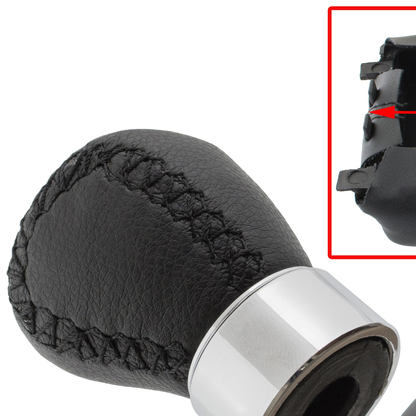 Mazda 6 GG/GY 02-08 gear knob BLACK LEATHER 5 SPEED 12 MM + gear stick gaiter + frame 2 pcs. SET