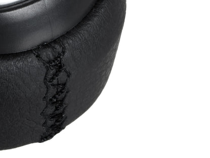 Saab 9-3 03-12 gear knob BLACK ECO-LEATHER + BLACK THREAD + SILVER 6 SPEEDS