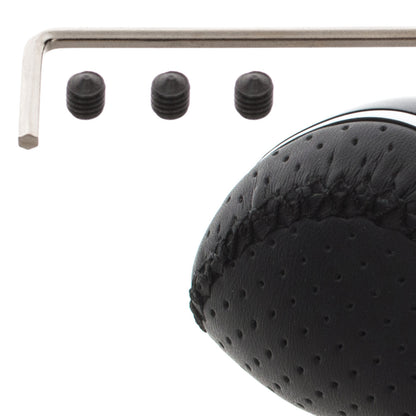 UNIVERSAL gear knob BLACK LEATHER + SILVER 6 SPEEDS