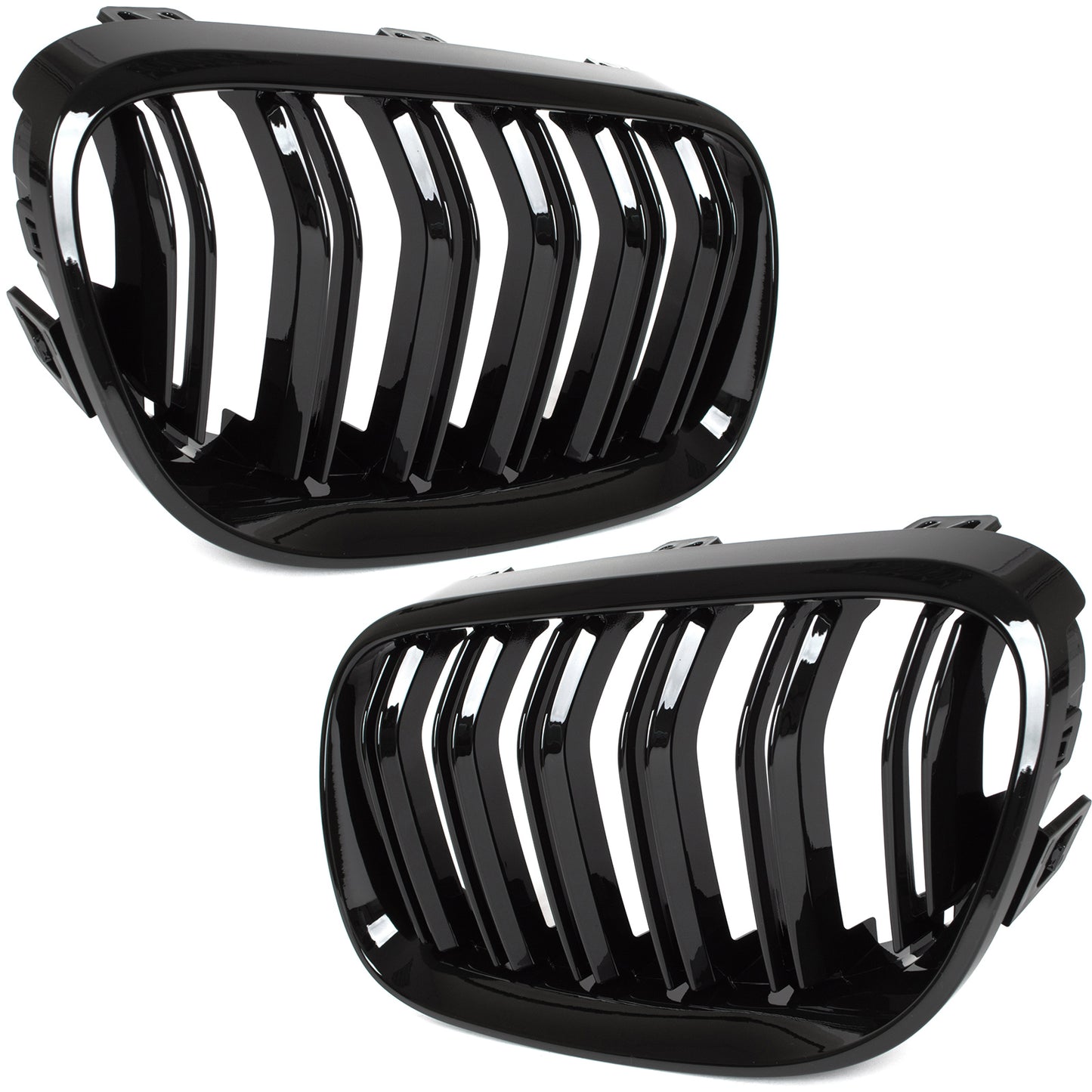 BMW 3 E92 E93 10-13 dummy grilles (kidneys) left + right set BLACK GLOSSY DOUBLE BAR