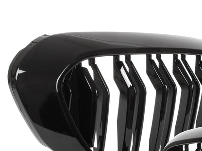 BMW 5 G30 / G31 2017- dummy grilles (kidneys) left + right set BLACK GLOSSY DOUBLE BAR