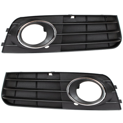 Audi A4 B8 07-11 WITH FOG LIGHTS bumper grille 3 BARS CHROME FRAME left + right set.