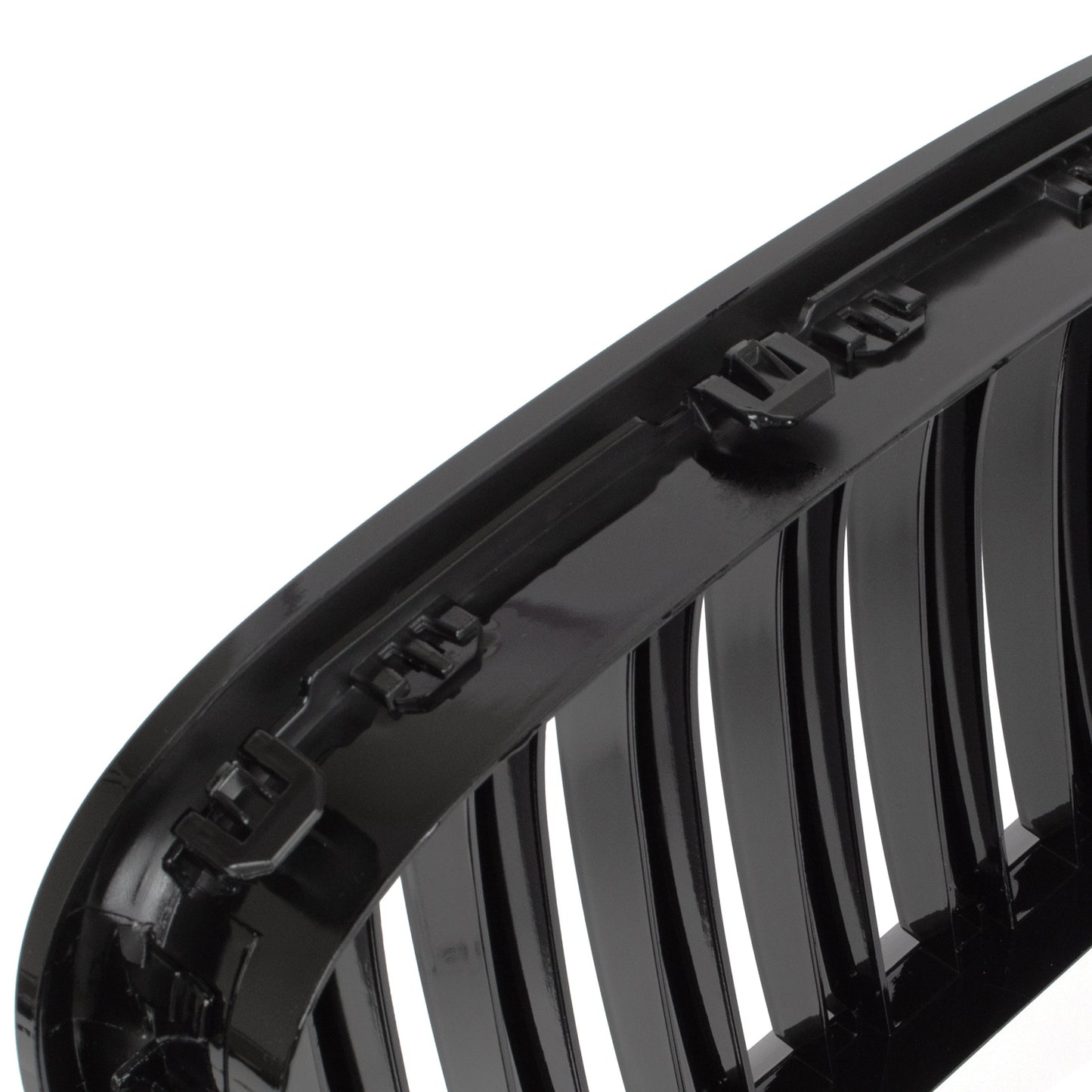 BMW 7 F01 F02 08-11 Grilles between headlights (kidneys) left + right set. BLACK GLOSSY DOUBLE BAR