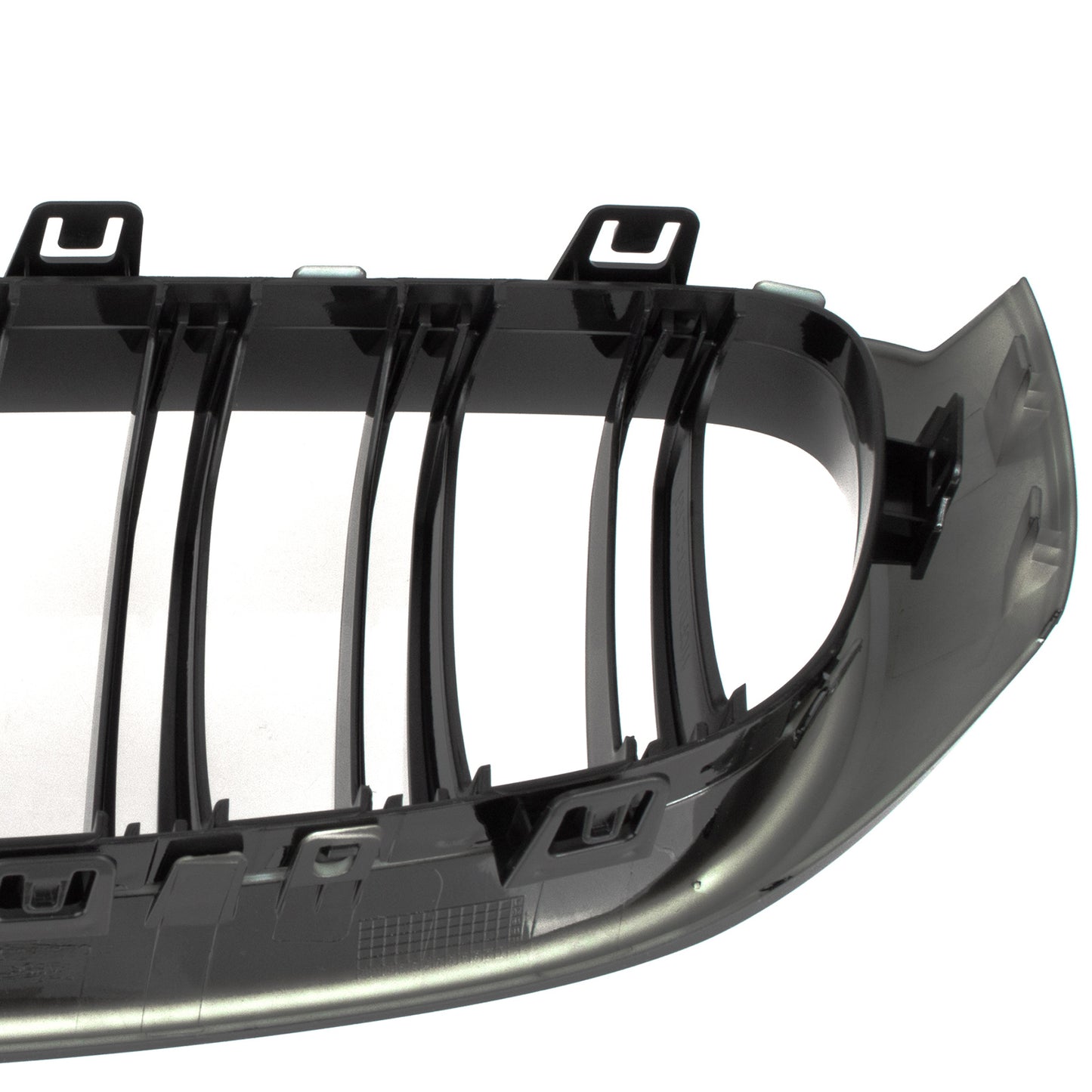 BMW 3 F34 GT 13-20 grilles between headlights (kidney grilles) left + right set. BLACK GLOSSY DOUBLE BAR